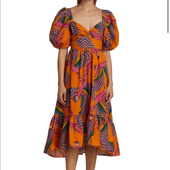 Farm Rio Macaw Puff-Sleeve Midi Dress - Picture 4 of 15